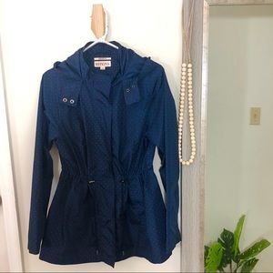 Navy Polkadot Rain Coat